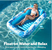 Load image into Gallery viewer, 180x118CM Blue Transparent Inflatable Suntan Tub & Floating Pool Lounger with Dual Integrated Cup Holders and Pillow - Portable Sunbathing Pool for Lawn & Water