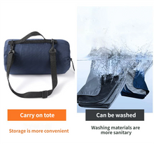 Load image into Gallery viewer, 2-in-1 Winter Camping Warmth Kit with Carry Bag: 210 * 75cm Navy Blue Portable Waterproof Warm Sleeping Bag and 200 * 140cm Large Black Double Layer Waterproof Fleece Camping Blanket for Hiking Travel Indoor Outdoor Use