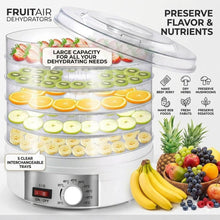 Load image into Gallery viewer, White 5 Tier Large Capacity Food Dehydrator and Healthy Snack Maker - Electric Fruit Vegetable Meat Jerky Dryer with 35-70℃ Adjustable Temp and All Round Hot Air Fast Dehydration