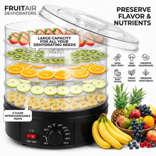 Load image into Gallery viewer, Black 5 Tier Large Capacity Food Dehydrator and Healthy Snack Maker - Electric Fruit Vegetable Meat Jerky Dryer with 35-70℃ Adjustable Temp and All Round Hot Air Fast Dehydration