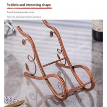 Load image into Gallery viewer, Rose gold Artistic Leaf Design Decorative Iron Wine Rack - Elegant Leaf Design Countertop Wine Bottle Holder, Stable Metal Wine Stand for Dining Table Kitchen Bar, Rust Resistant Home Decor Gift