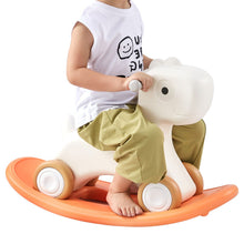 Load image into Gallery viewer, 3 in 1 Rocking Horse for Toddlers 1-3 Years, Baby Rocking Horse with Detachable Balance Board and 4 Smooth Wheels, Support up to 80 lbs HDPE Material Kids Ride on Toy, Swinging, Orange