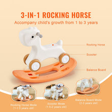 Load image into Gallery viewer, 3 in 1 Rocking Horse for Toddlers 1-3 Years, Baby Rocking Horse with Detachable Balance Board and 4 Smooth Wheels, Support up to 80 lbs HDPE Material Kids Ride on Toy, Swinging, Orange