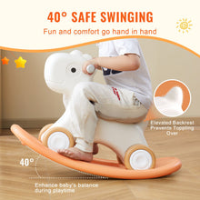 Load image into Gallery viewer, 3 in 1 Rocking Horse for Toddlers 1-3 Years, Baby Rocking Horse with Detachable Balance Board and 4 Smooth Wheels, Support up to 80 lbs HDPE Material Kids Ride on Toy, Swinging, Orange