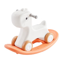 Load image into Gallery viewer, 3 in 1 Rocking Horse for Toddlers 1-3 Years, Baby Rocking Horse with Detachable Balance Board and 4 Smooth Wheels, Support up to 80 lbs HDPE Material Kids Ride on Toy, Swinging, Orange