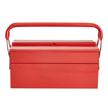 Load image into Gallery viewer, Metal Tool Box, 14-inch, 2-Tier 3-Tray Portable Folding Tool Chest Organizer with Handle & Lock Hole, Powder Coated Steel, Cantilever Toolbox for Household Factory Warehouse Repair Shop, Red
