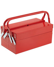 Load image into Gallery viewer, Metal Tool Box, 14-inch, 2-Tier 3-Tray Portable Folding Tool Chest Organizer with Handle & Lock Hole, Powder Coated Steel, Cantilever Toolbox for Household Factory Warehouse Repair Shop, Red