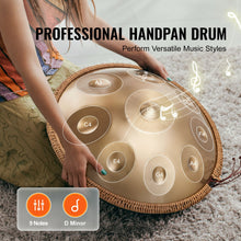 Load image into Gallery viewer, Handpan Drum 22 in 9 Notes D Minor Steel Hand Drum with Mallets for Adult
