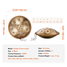 Load image into Gallery viewer, Handpan Drum 22 in 9 Notes D Minor Steel Hand Drum with Mallets for Adult