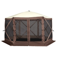 Load image into Gallery viewer, Pop Up Gazebo Tent, Pop-Up Screen Tent 6 Sided Canopy Sun Shelter with 6 Removable Privacy Wind Cloths & Mesh Windows, 11.5x11.5FT Quick Set Screen Tent with Mosquito Netting, Brown