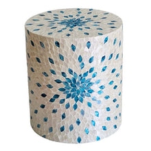 Load image into Gallery viewer, Side table stool shell inlay Aquamarine mother of pearl