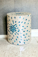 Load image into Gallery viewer, Side table stool shell inlay Aquamarine mother of pearl