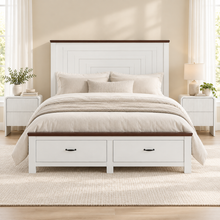 Load image into Gallery viewer, Artiss Double Wooden Bed Frame and 2 Bedside Table Bedroom Furniture Set