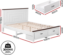 Load image into Gallery viewer, Artiss Double Wooden Bed Frame and 2 Bedside Table Bedroom Furniture Set