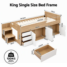 Load image into Gallery viewer, Artiss King Single Bed Frame with Storage, 3 Drawers and Two-Step Access, 2 Cabinets