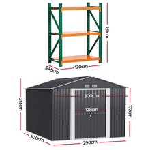 Load image into Gallery viewer, Giantz Garden Shed with 3-Tier Garage Shelving Rack Outdoor Tool Storage Racks