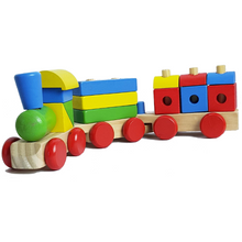 Load image into Gallery viewer, Train 3 section puzzle blocks wooden train