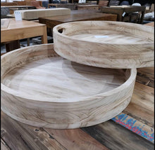 Load image into Gallery viewer, Wooden Round Fruit Bowl Serving Board Tray Platter-Large 60 cm across