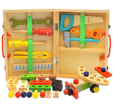 Load image into Gallery viewer, Pretend play tool box with building items in carry case-kids play