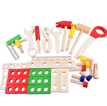Load image into Gallery viewer, Wooden Tool Box set building and fixing pretend play educational toy