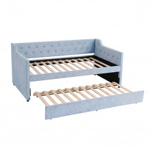 Load image into Gallery viewer, Artiss Single Buttonless Tufted Daybed Frame & Trundle, Blue