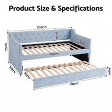 Load image into Gallery viewer, Artiss Single Buttonless Tufted Daybed Frame & Trundle, Blue