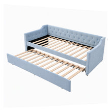 Load image into Gallery viewer, Artiss Single Buttonless Tufted Daybed Frame & Trundle, Blue