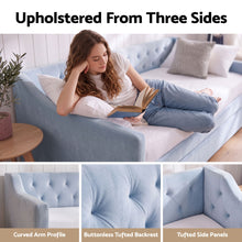 Load image into Gallery viewer, Artiss Single Buttonless Tufted Daybed Frame & Trundle, Blue