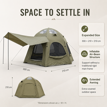 Load image into Gallery viewer, Weisshorn 4 Person Inflatable Camping Tent TC Canvas Sun Shade Rain-Ready