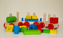 Load image into Gallery viewer, Train 3 section puzzle blocks wooden train