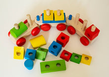 Load image into Gallery viewer, Train 3 section puzzle blocks wooden train