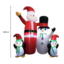 Load image into Gallery viewer, 1.8m Santa Snowman and Penguin Greeting Christmas Inflatable with LED
