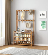 Load image into Gallery viewer, GOMINIMO Bamboo Clothes Rack and Shoe Rack Shelves 80cm, Natural