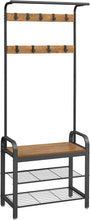 Load image into Gallery viewer, VASAGLE Coat Rack with Shoe Rack 183 cm Height Walnut Brown and Black