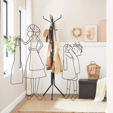 Load image into Gallery viewer, Metal Coat Rack 182 cm Tall Hall Tree Black