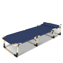 Load image into Gallery viewer, KILIROO Folding Camping Cot Bed 600D Oxford Fabric with Removable Pillow, Navy Blue