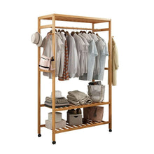Load image into Gallery viewer, GOMINIMO Bamboo Wardrobe on Wheels, Free Standing Shelves Open Wardrobe 100cm