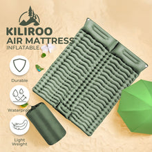 Load image into Gallery viewer, Double Inflatable Camping Sleeping Pad with Pillow (Army Green)