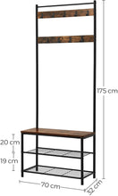 Load image into Gallery viewer, VASAGLE Coat Rack Stand Height 175 cm Rustic Brown