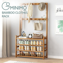 Load image into Gallery viewer, GOMINIMO Bamboo Clothes Rack and Shoe Rack Shelves 80cm, Natural