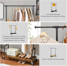 Load image into Gallery viewer, VASAGLE Clothes Rack Single Rail with Wheels