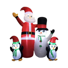 Load image into Gallery viewer, 1.8m Santa Snowman and Penguin Greeting Christmas Inflatable with LED