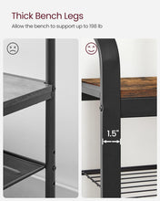 Load image into Gallery viewer, VASAGLE 4-in-1 Coat Rack with Shoe Bench and 9 Removable Hooks Rustic Brown and Black