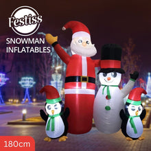 Load image into Gallery viewer, 1.8m Santa Snowman and Penguin Greeting Christmas Inflatable with LED