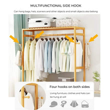 Load image into Gallery viewer, GOMINIMO Bamboo Wardrobe on Wheels, Free Standing Shelves Open Wardrobe 100cm