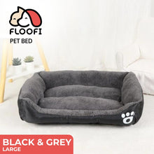 Load image into Gallery viewer, Pet Bed Square L Size Comfy Washable Black and Dark Grey