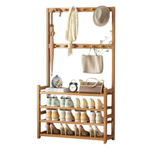 Load image into Gallery viewer, GOMINIMO Bamboo Clothes Rack and Shoe Rack Shelves 80cm, Natural