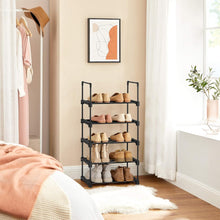 Load image into Gallery viewer, 5 Tier Metal Shoe Rack for 10 Pairs of Shoes Black
