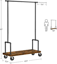Load image into Gallery viewer, VASAGLE Clothes Rack Single Rail with Wheels