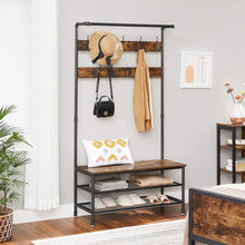 Load image into Gallery viewer, VASAGLE Coat Rack Stand with 9 Hooks and Shoe Rack, Industrial Style, Multifunctional Hall Tree, Sturdy Steel Frame